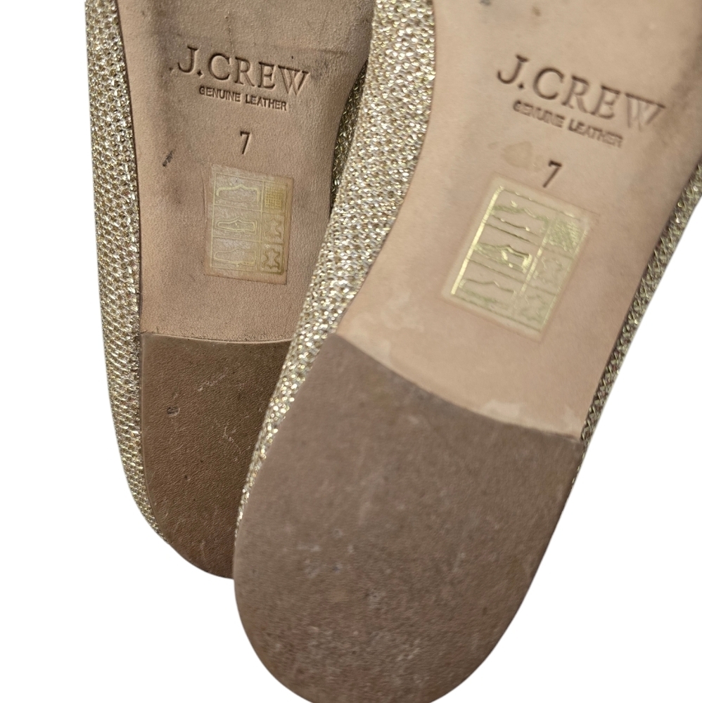 J. Crew Gemma Gold Glitter Pointy Toe Flats 7 - Picture 8 of 8